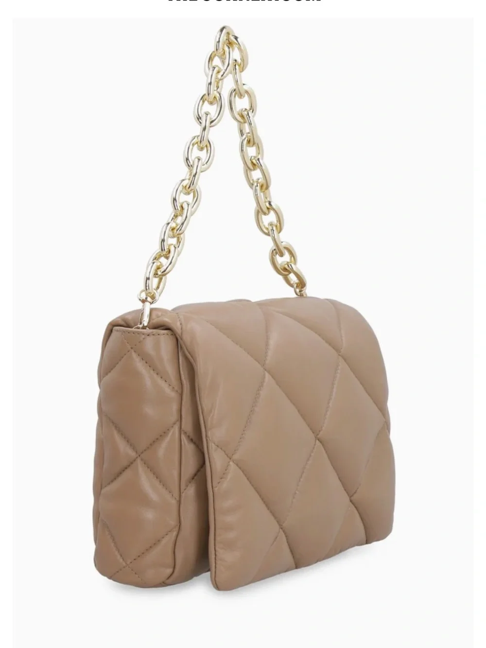 Stand Studio Quilted Taupe Hobo with Gold Chain Strap
